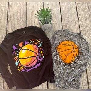 Set of 2 Tek Gear Boys Long Sleeved Dri-fit Tops, Black & Gray, Sz small